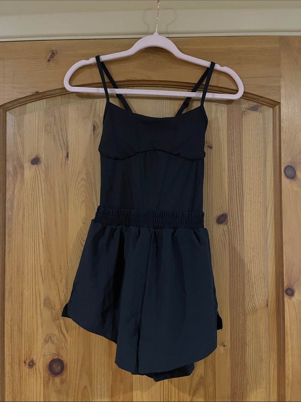PINK Victoria's Secret Black Sleeveless One-Piece Romper with Skirted Shorts